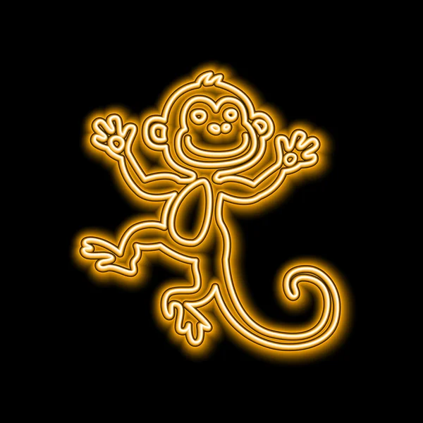 Vector Illustration of 2016 new year Outline neon light BAckground for Design, Website, Banner. Holiday party Element Template. Chinese horoscope Monkey silhouette — Stockový vektor