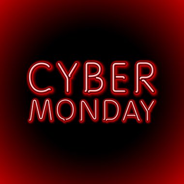 Vector cyber monday sale background. Vector illustration of embossed letters on blue and violet blurred background. text.