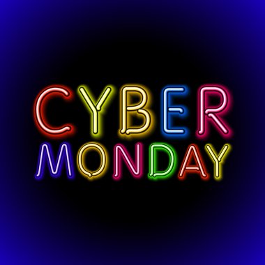 Vector cyber monday sale background. Vector illustration of embossed letters on color blurred background. text.