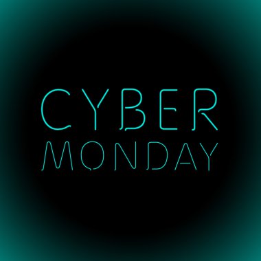 Vector cyber monday sale background. Vector illustration of embossed letters on blue blurred background. text. art