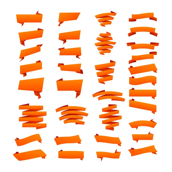 Orange Ribbons Set isolated On White Background. Vector Illustration — Διανυσματικό Αρχείο