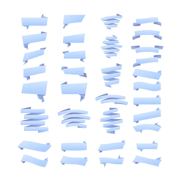 Ensemble de bannières de ruban bleu pour la promotion. Collection d'éléments de défilement rétro pour le design. Illustration vectorielle . — Image vectorielle