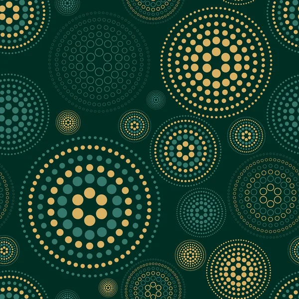 Seamless pattern geometric green dark circle — Stock Vector