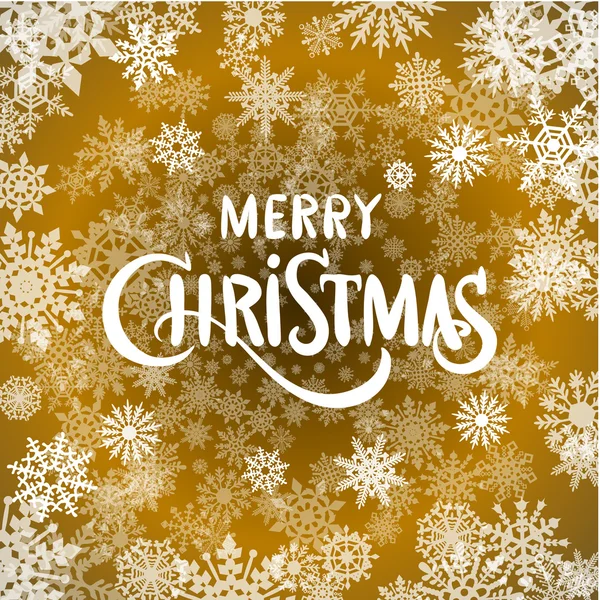 Joyeux Noël - or scintillant lettrage design avec motif flocons de neige — Image vectorielle