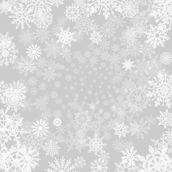 Wintergrauer Hintergrund mit Schneeflocken. Vektorpapier-Illustration. — Stockvektor