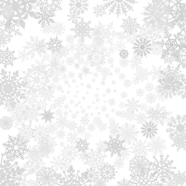 Wintergrauer Hintergrund mit Schneeflocken. Vektorpapier-Illustration. — Stockvektor