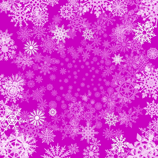 Rosa bakgrund med snöflingor, vektor illustration — Stock vektor