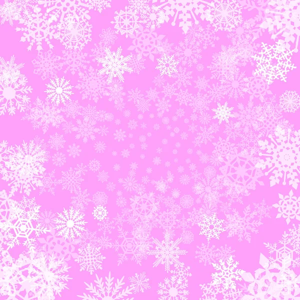 Fondo rosa con copos de nieve, ilustración vectorial — Archivo Imágenes Vectoriales