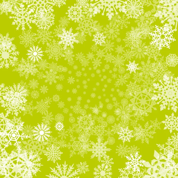 Kerstmis achtergrond van sneeuwvlokken, in groene kleuren — Stockvector