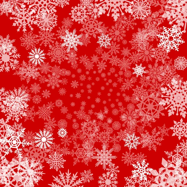 Vector fondo rojo con copos de nieve — Archivo Imágenes Vectoriales