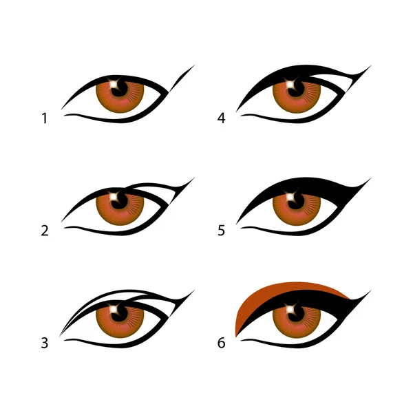Eyeliners definir delineador alado é muito mais fácil com este truque. Faça sentido da composição — Vetor de Stock