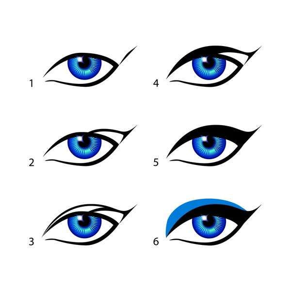 Kredki do oczu zestaw skrzydlaty eyeliner jest dużo łatwiejszy rezygnować ten podstęp. Sensu, makijaż — Wektor stockowy