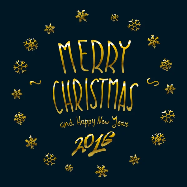 Gold Merry Christmas and New Year 2016 lettering collection. Vector illustration — Stock Vector