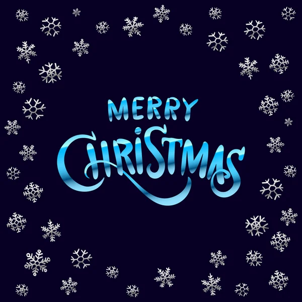 Buon Natale blu scintillante disegno lettering. Illustrazione vettoriale EPS 10 — Vettoriale Stock