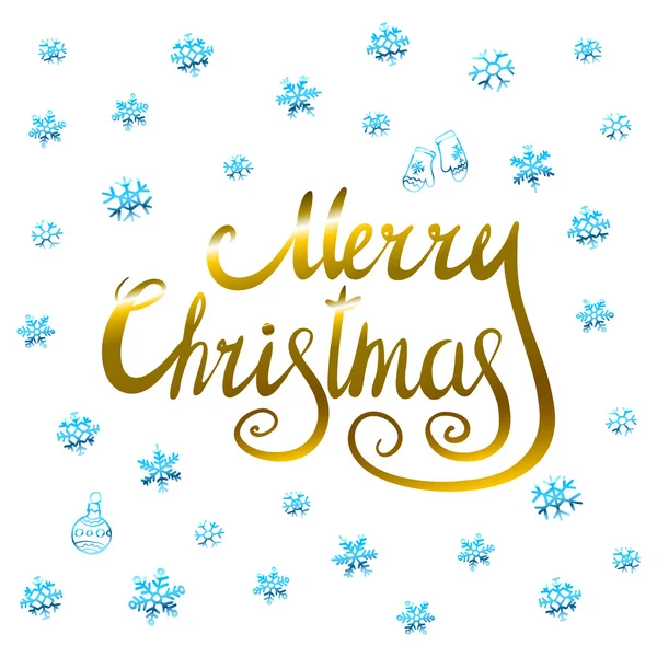 Joyeux Noël - or scintillant lettrage design avec motif flocons de neige — Image vectorielle