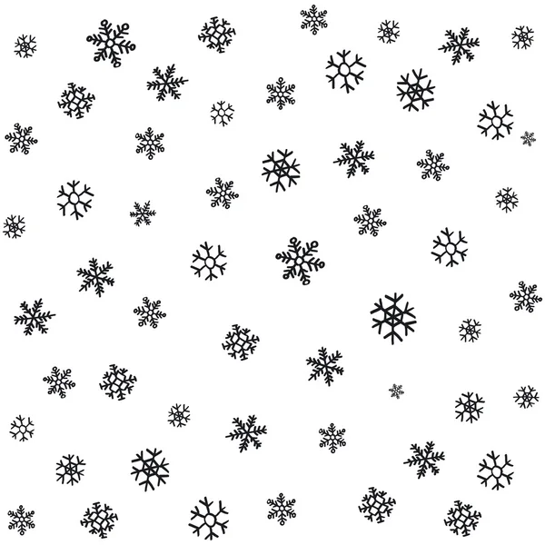 Hand drawn snowflakes Christmas ornaments made from decorative snowflakes vector sketch illustration Christmas background with grey snowflakes on white background — Stock Vector