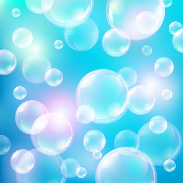 EPS10 vector  Soap bubbles on a blue background — Stock Vector