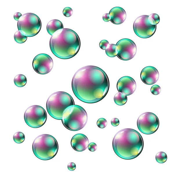 Colored soap bubbles on a white background Vector illustration — Stock Vector