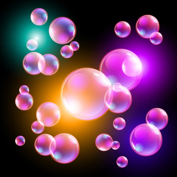 Illustrazione vettoriale di bolle lucide sullo sfondo del cielo — Vettoriale Stock