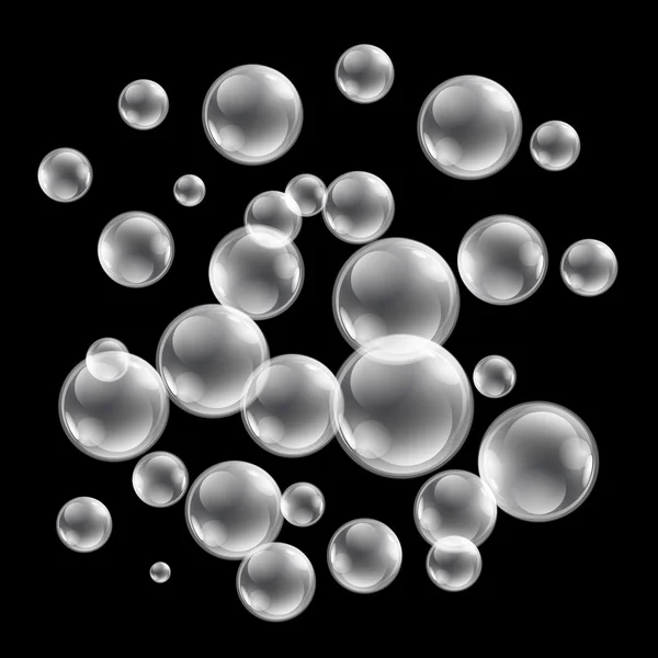 Water Bubbles Vector Background Black and white — Stock Vector