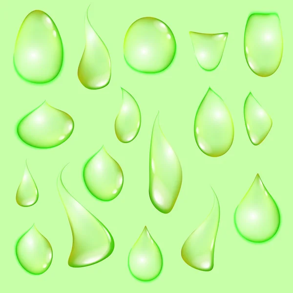 Gouttes d'eau sur fond vert — Image vectorielle