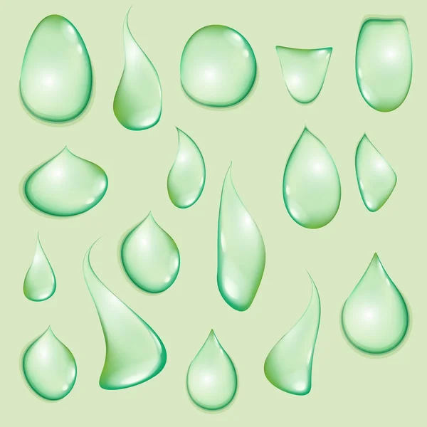 Gotas de água no fundo verde —  Vetores de Stock