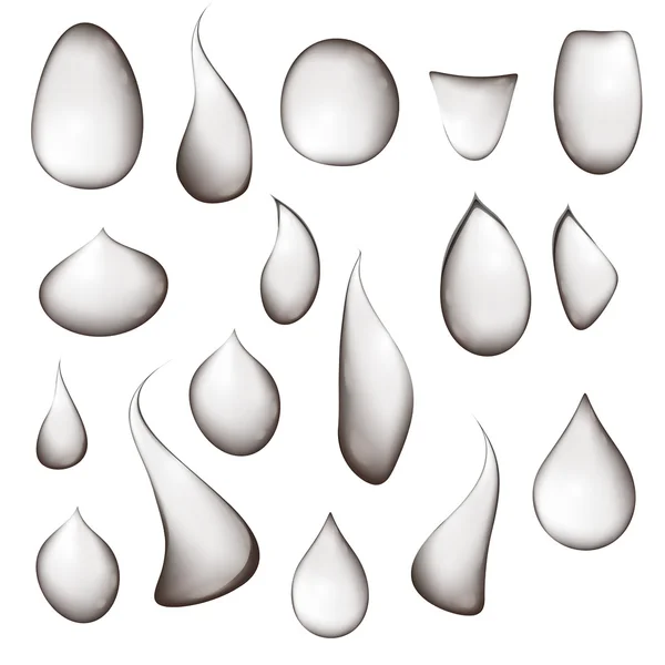 Goutte gouttes d'eau pure clair ensemble réaliste illustration vectorielle isolée — Image vectorielle