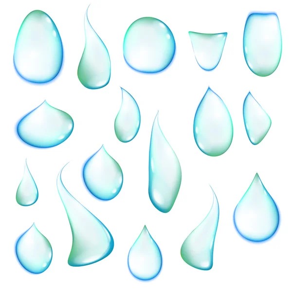 Gota de agua clara azul sobre un fondo blanco — Vector de stock