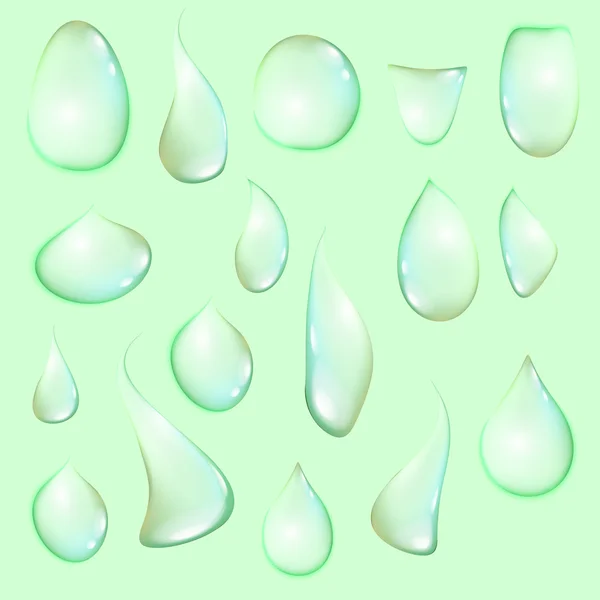 Gouttes d'eau sur fond vert — Image vectorielle