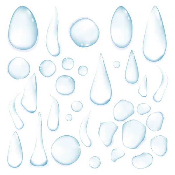 Blauer klarer Wassertropfen auf weißem Hintergrund — Stockvektor