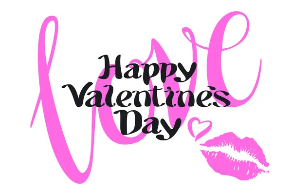 Happy Valentijnsdag liefde hart rood roze kiss — Stockvector