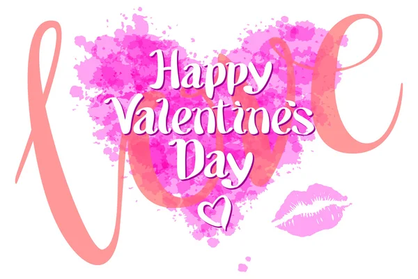 Happy Valentijnsdag liefde hart rood roze kiss — Stockvector