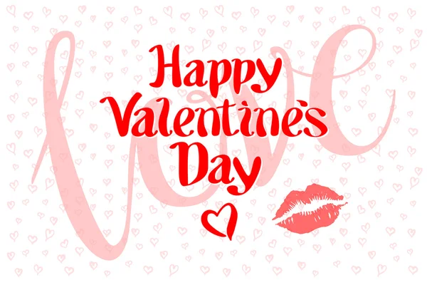 Happy Valentijnsdag liefde hart rood roze kiss — Stockvector