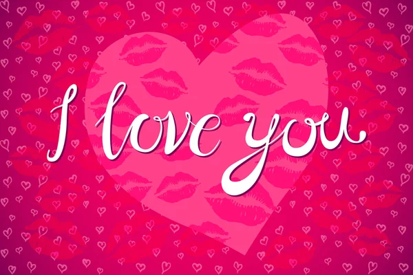 Nápis "Miluji tě" ve tvaru srdce, kreslené rukou. Nápisy. Vektorové. — Stockový vektor