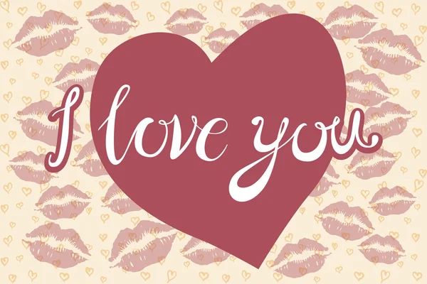 De inscriptie "I Love You" in de vorm van een hart, met de hand getekend. Letters. Vector. — Stockvector