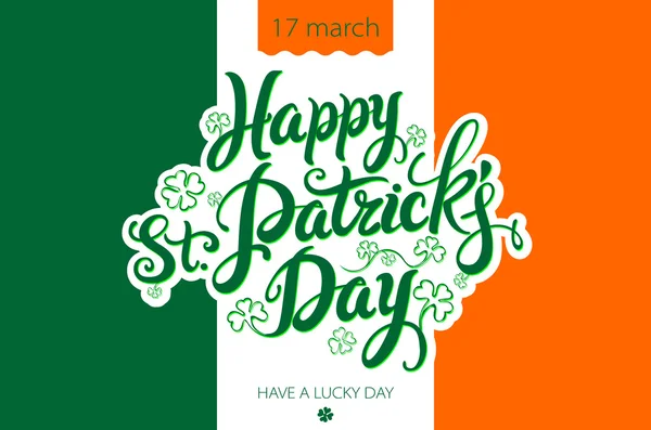 Saint Patricks Day achtergrond met vlag van Ierland en kabouter hoed — Stockvector