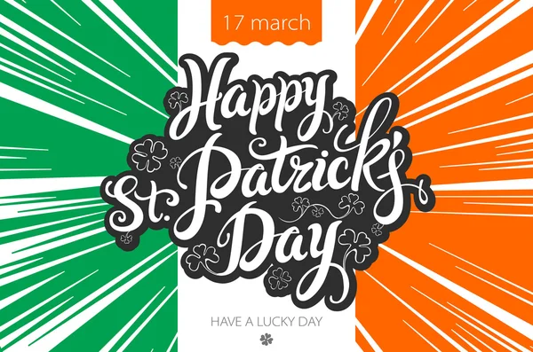 Αγίου Patricks ημέρα φόντο με τη σημαία της Ιρλανδίας και της καλλικάτζαρος καπέλο — Διανυσματικό Αρχείο