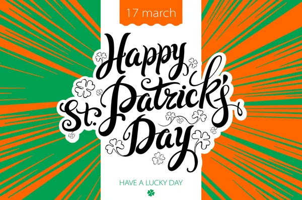 Saint Patricks Day tło z flaga Irlandii i krasnoludek kapelusz — Wektor stockowy