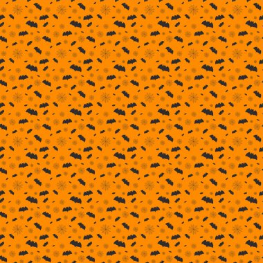 Cadılar Bayramı için vektör illüstrasyonu. Kusursuz turuncu desen ya da yarasaların arka planı.