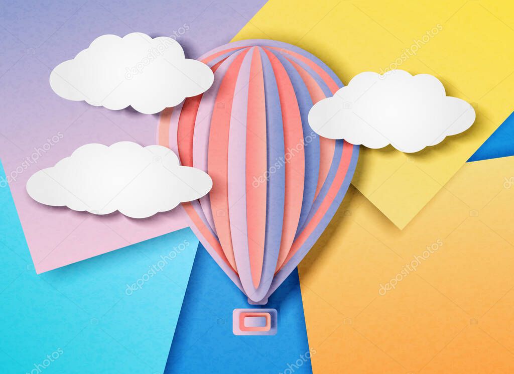 Vector illustration of a balloon flying in the sky
