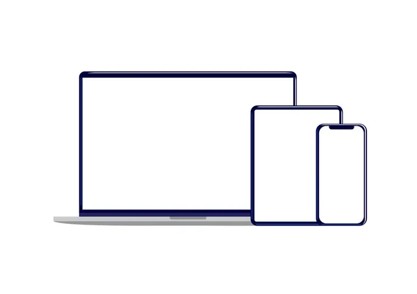 Burlas de la computadora portátil moderna, tableta y teléfono — Archivo Imágenes Vectoriales