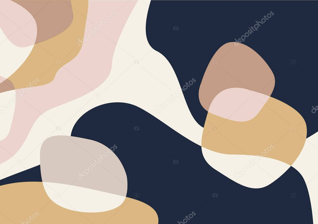 Abstract shapes in soft pastel colors background