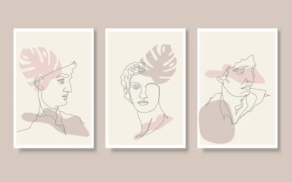 Набір Векторних Лінійних Художніх Ілюстрацій Античних Персонажів Лінійне Мистецтво Модному — стоковий вектор