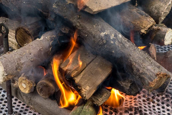 Close up of burning logs — Stock Photo, Image