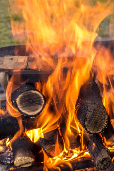 Close up of burning logs — Stock Photo, Image