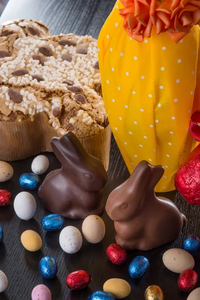 Conejitos de chocolate de Pascua — Foto de Stock