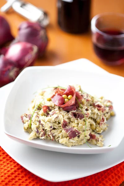 Risoto com espargos e bresaola — Fotografia de Stock