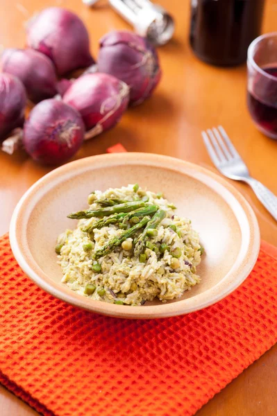 Homemade risotto with asparagus — Stock Photo, Image