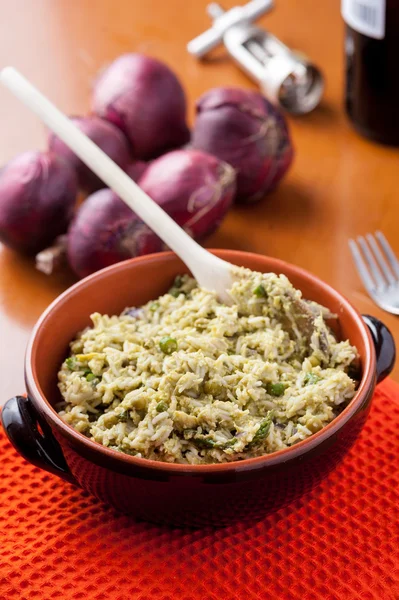 Zelfgemaakte risotto met asperges — Stockfoto