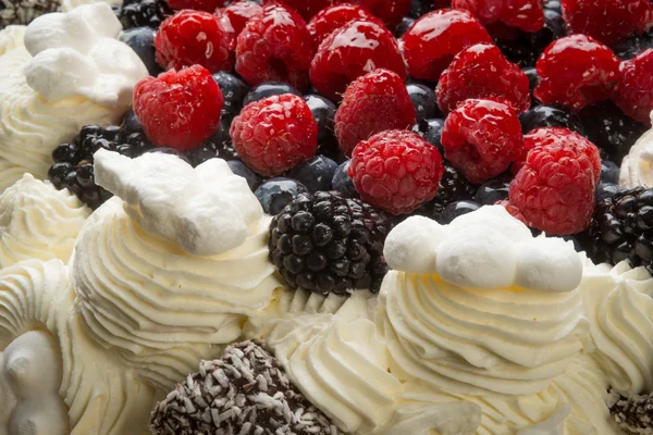 Pavlova Kuchen mit frischen Beeren — Stockfoto